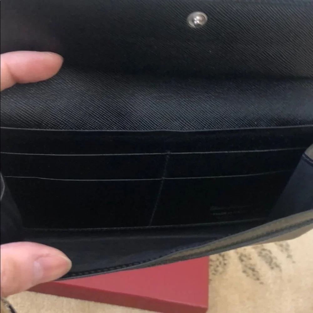 Ferragamo Leather Wallet with Logo Charm